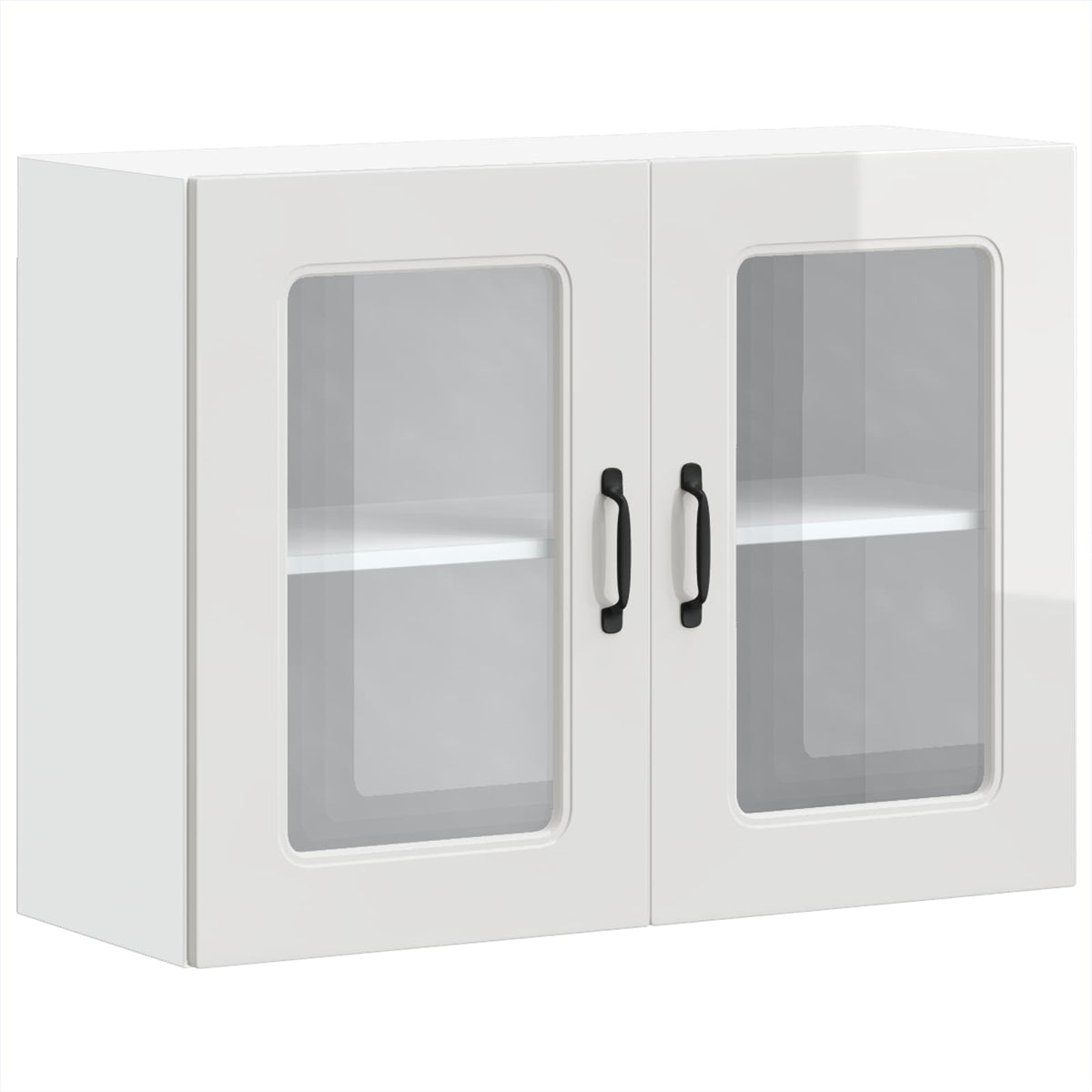 Kitchen Wall Cabinet with Glass Door "Kalmar" High Gloss White
