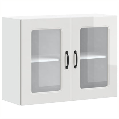 Kitchen Wall Cabinet with Glass Door "Kalmar" High Gloss White