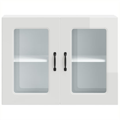 Kitchen Wall Cabinet with Glass Door "Kalmar" High Gloss White