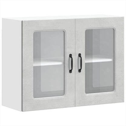 Kitchen Wall Cabinet with Glass Door "Kalmar" Concrete Grey