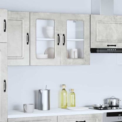 Kitchen Wall Cabinet with Glass Door "Kalmar" Concrete Grey
