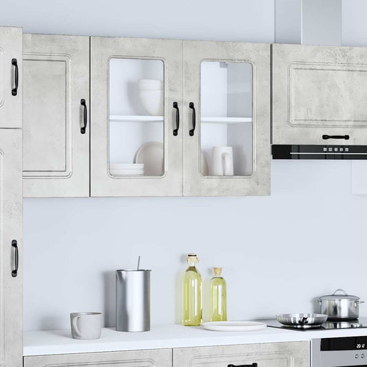 Kitchen Wall Cabinet with Glass Door "Kalmar" Concrete Grey