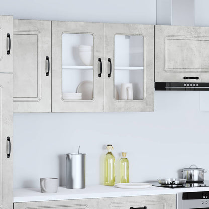 Kitchen Wall Cabinet with Glass Door "Kalmar" Concrete Grey