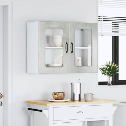 Kitchen Wall Cabinet with Glass Door "Kalmar" Concrete Grey