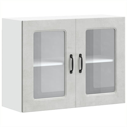 Kitchen Wall Cabinet with Glass Door "Kalmar" Concrete Grey