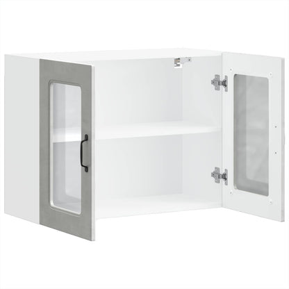 Kitchen Wall Cabinet with Glass Door "Kalmar" Concrete Grey