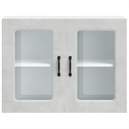 Kitchen Wall Cabinet with Glass Door "Kalmar" Concrete Grey