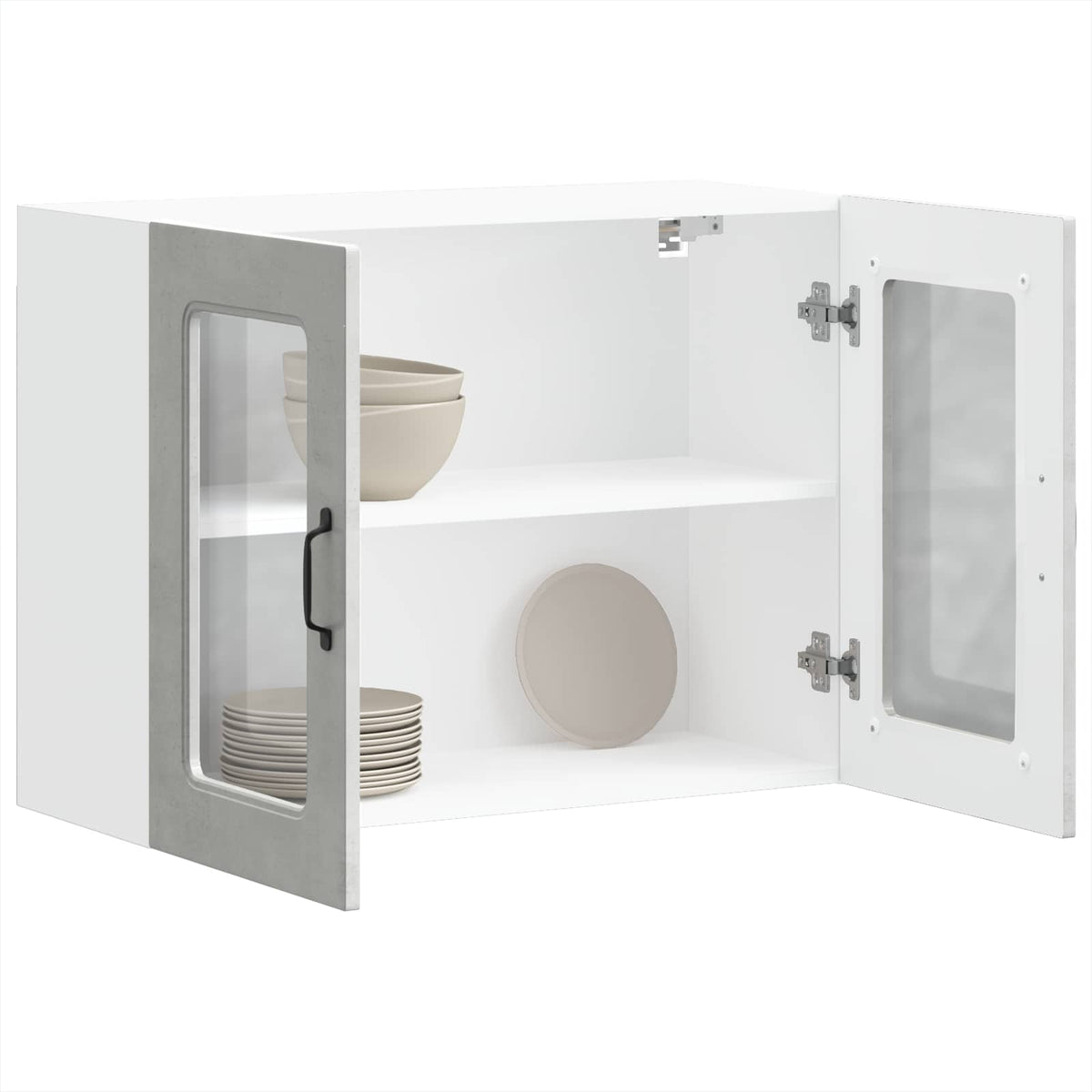 Kitchen Wall Cabinet with Glass Door "Kalmar" Concrete Grey