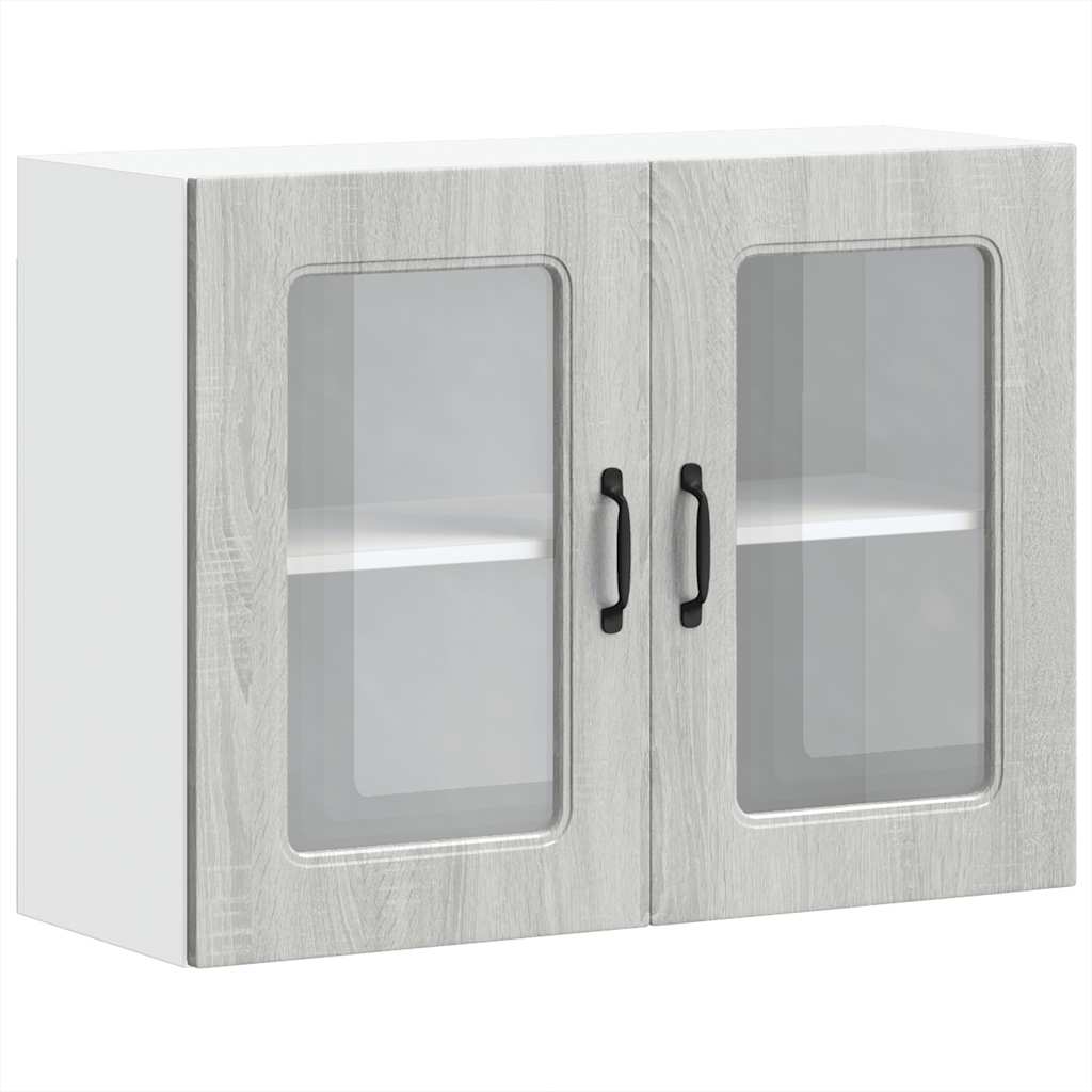 Kitchen Wall Cabinet with Glass Door "Kalmar" Grey Sonoma
