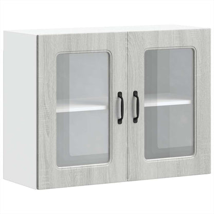 Kitchen Wall Cabinet with Glass Door "Kalmar" Grey Sonoma