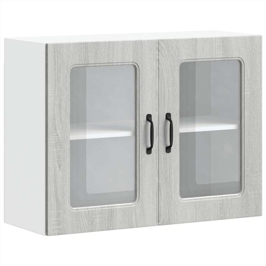 Kitchen Wall Cabinet with Glass Door "Kalmar" Grey Sonoma