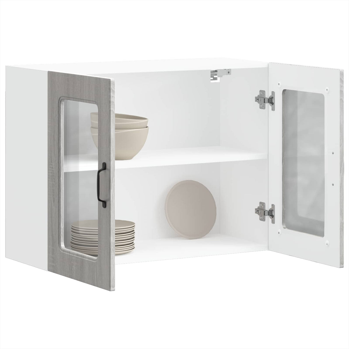 Kitchen Wall Cabinet with Glass Door "Kalmar" Grey Sonoma