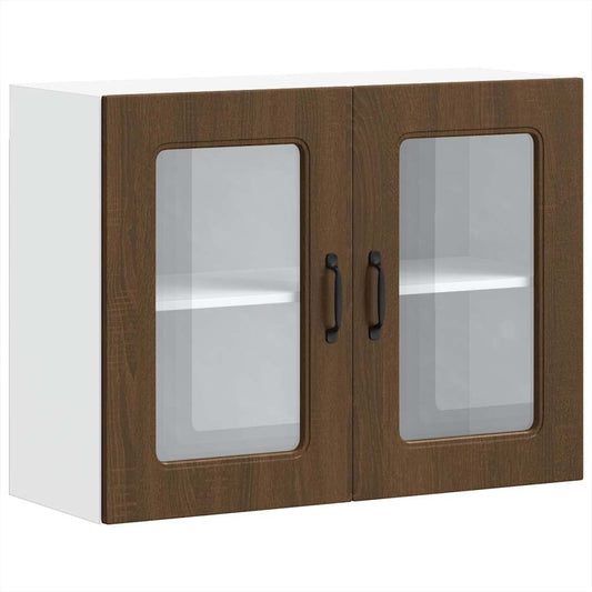 Kitchen Wall Cabinet with Glass Door "Kalmar" Brown Oak