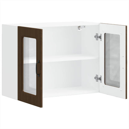 Kitchen Wall Cabinet with Glass Door "Kalmar" Brown Oak