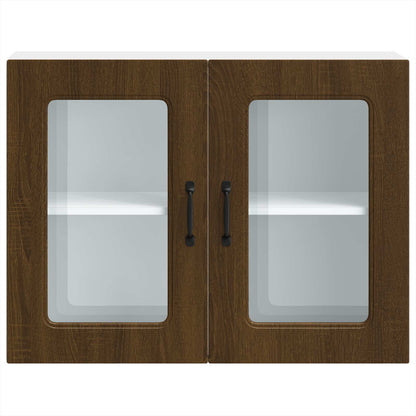 Kitchen Wall Cabinet with Glass Door "Kalmar" Brown Oak