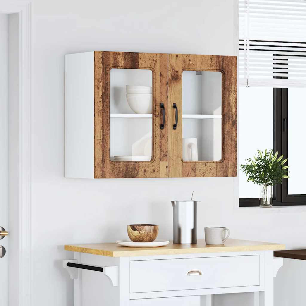 Kitchen Wall Cabinet with Glass Door "Kalmar" Old Wood