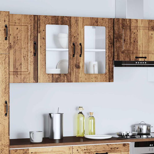 Kitchen Wall Cabinet with Glass Door "Kalmar" Old Wood