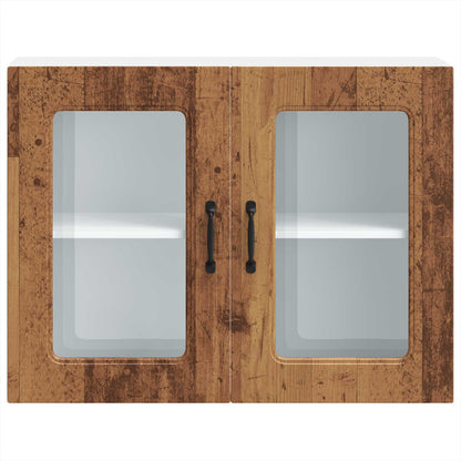 Kitchen Wall Cabinet with Glass Door "Kalmar" Old Wood