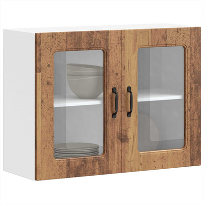 Kitchen Wall Cabinet with Glass Door "Kalmar" Old Wood