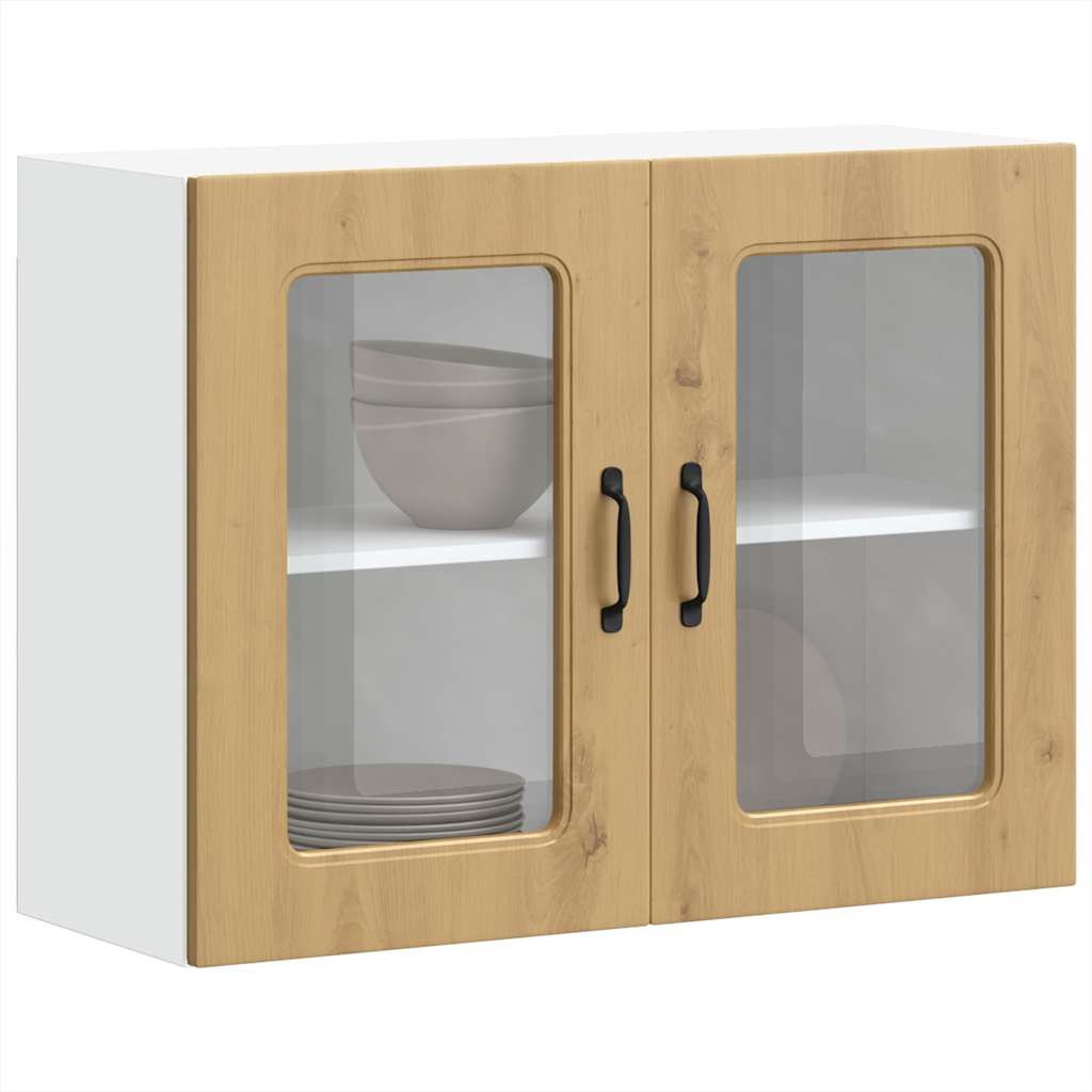 Kitchen Wall Cabinet with Glass Door Kalmar Artisan Oak Engineered Wood