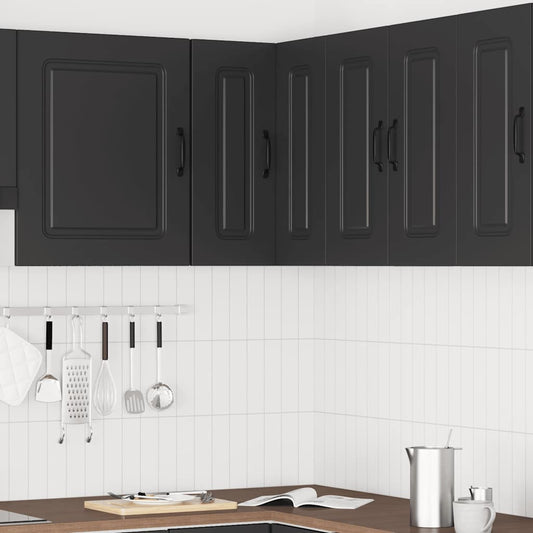 Kitchen Wall Corner Cabinet "Kalmar" Black Engineered Wood