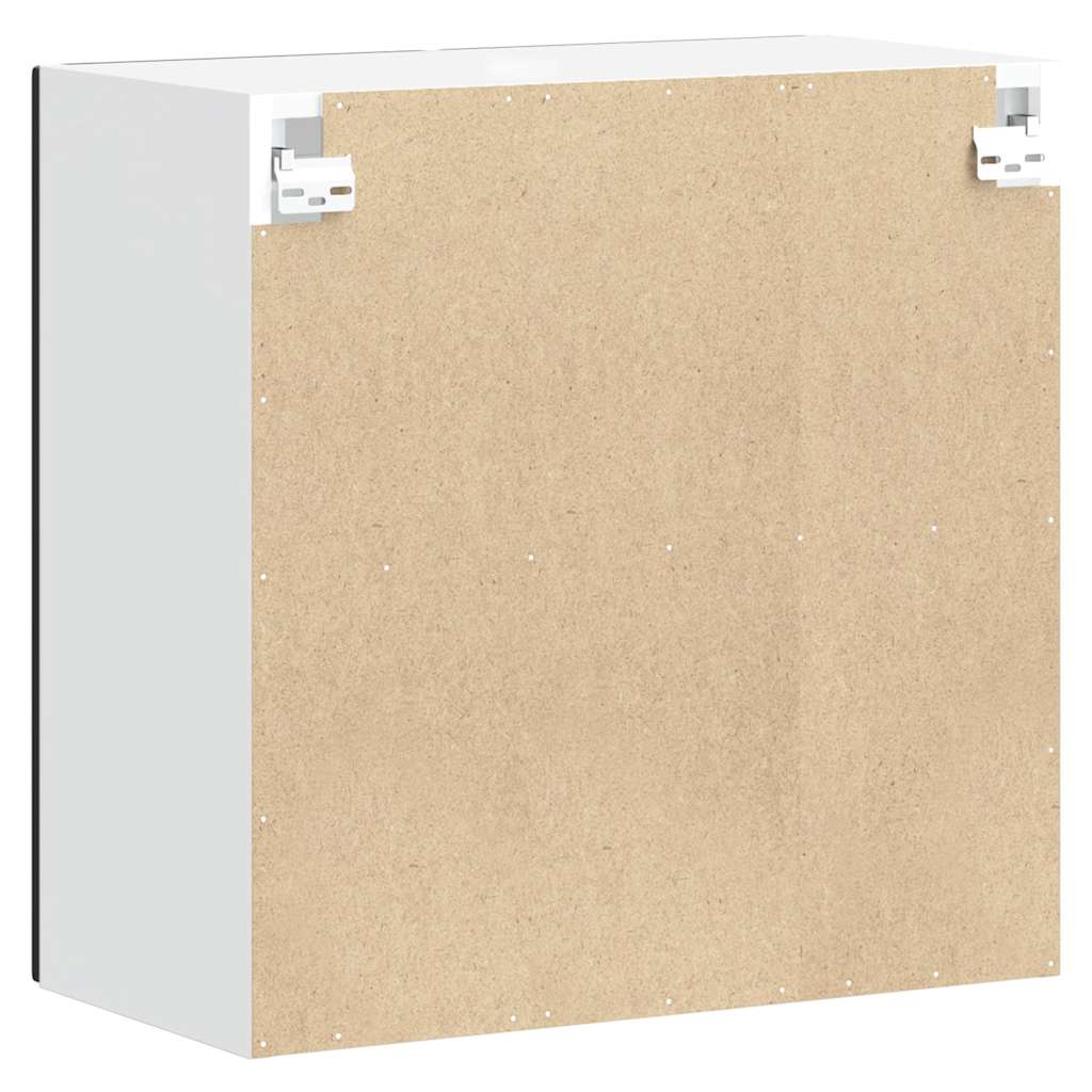 Kitchen Wall Cabinet with Glass Door Kalmar Black Engineered Wood