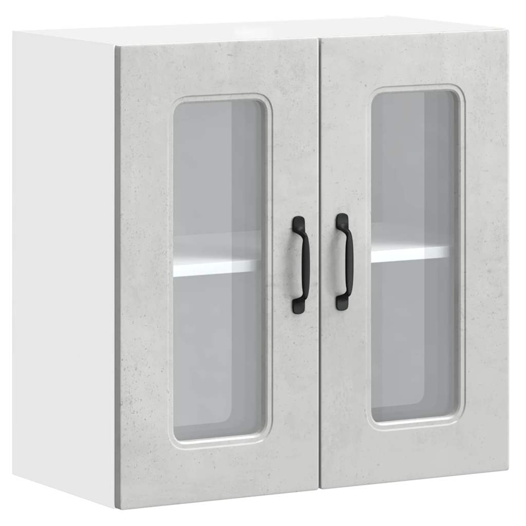 Kitchen Wall Cabinet with Glass Door "Kalmar" Concrete Grey