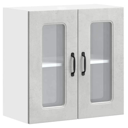 Kitchen Wall Cabinet with Glass Door "Kalmar" Concrete Grey