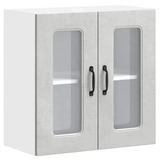 Kitchen Wall Cabinet with Glass Door "Kalmar" Concrete Grey