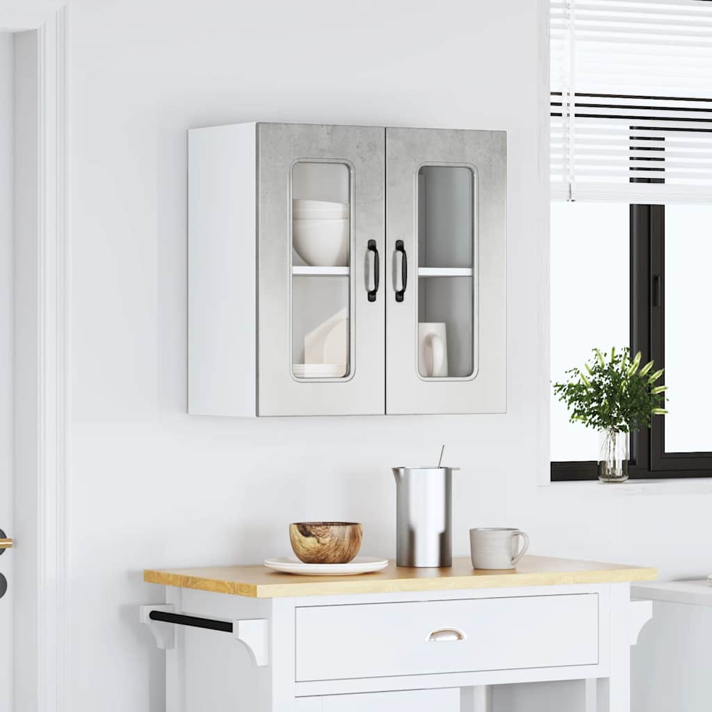 Kitchen Wall Cabinet with Glass Door "Kalmar" Concrete Grey