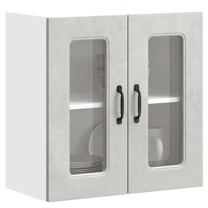 Kitchen Wall Cabinet with Glass Door "Kalmar" Concrete Grey