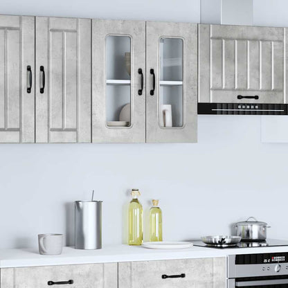 Kitchen Wall Cabinet with Glass Door "Kalmar" Concrete Grey