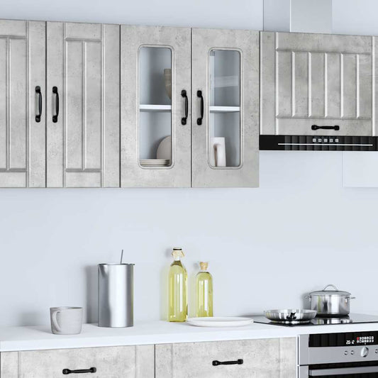 Kitchen Wall Cabinet with Glass Door "Kalmar" Concrete Grey
