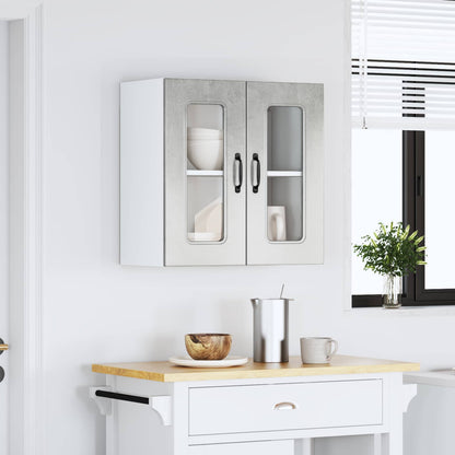 Kitchen Wall Cabinet with Glass Door "Kalmar" Concrete Grey