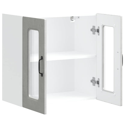 Kitchen Wall Cabinet with Glass Door "Kalmar" Concrete Grey
