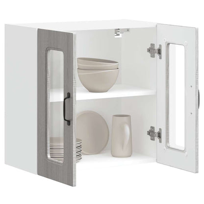 Kitchen Wall Cabinet with Glass Door Kalmar Grey Sonoma Engineered Wood