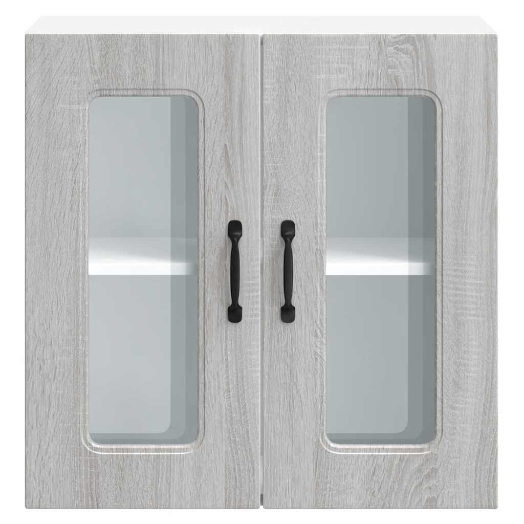 Kitchen Wall Cabinet with Glass Door Kalmar Grey Sonoma Engineered Wood