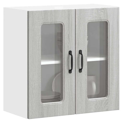 Kitchen Wall Cabinet with Glass Door Kalmar Grey Sonoma Engineered Wood