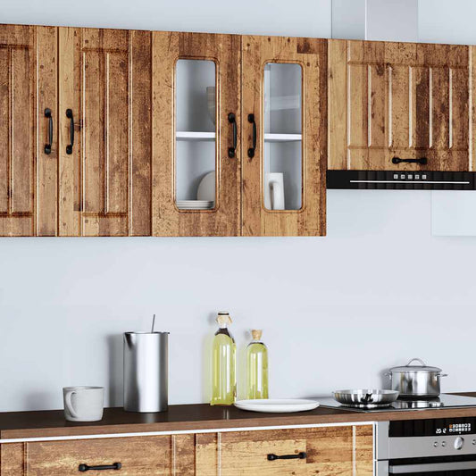 Kitchen Wall Cabinet with Glass Door "Kalmar" Old Wood