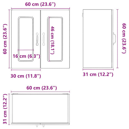 Kitchen Wall Cabinet with Glass Door "Kalmar" Artisan Oak