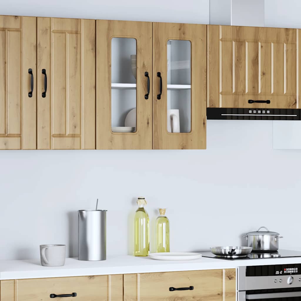 Kitchen Wall Cabinet with Glass Door "Kalmar" Artisan Oak