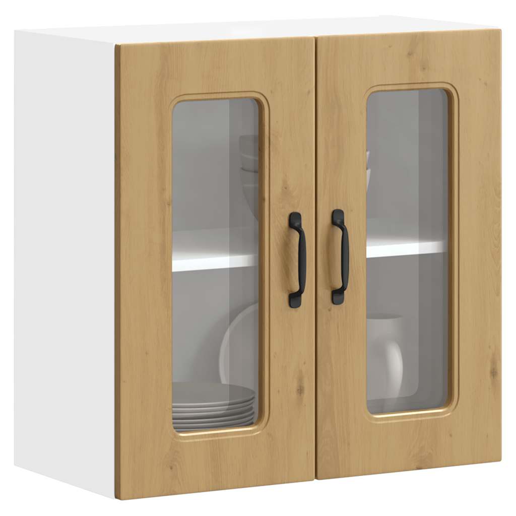 Kitchen Wall Cabinet with Glass Door Kalmar Artisan Oak Engineered Wood