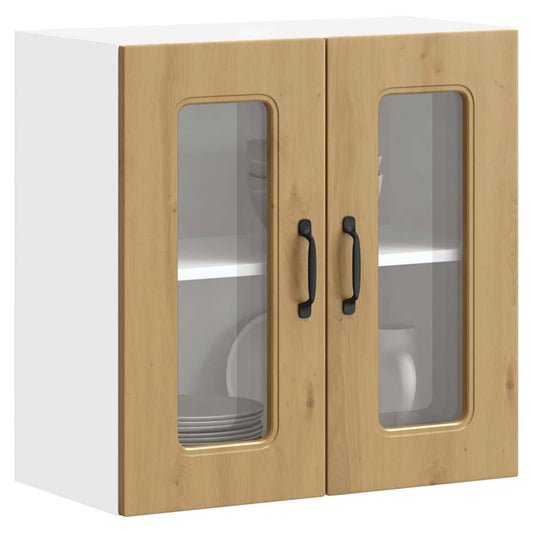 Kitchen Wall Cabinet with Glass Door Kalmar Artisan Oak Engineered Wood
