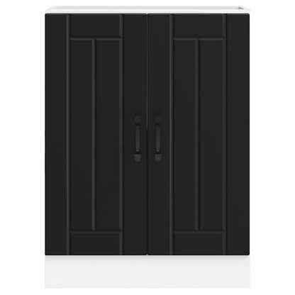 Sink Base Cabinet "Lucca" Black Engineered Wood