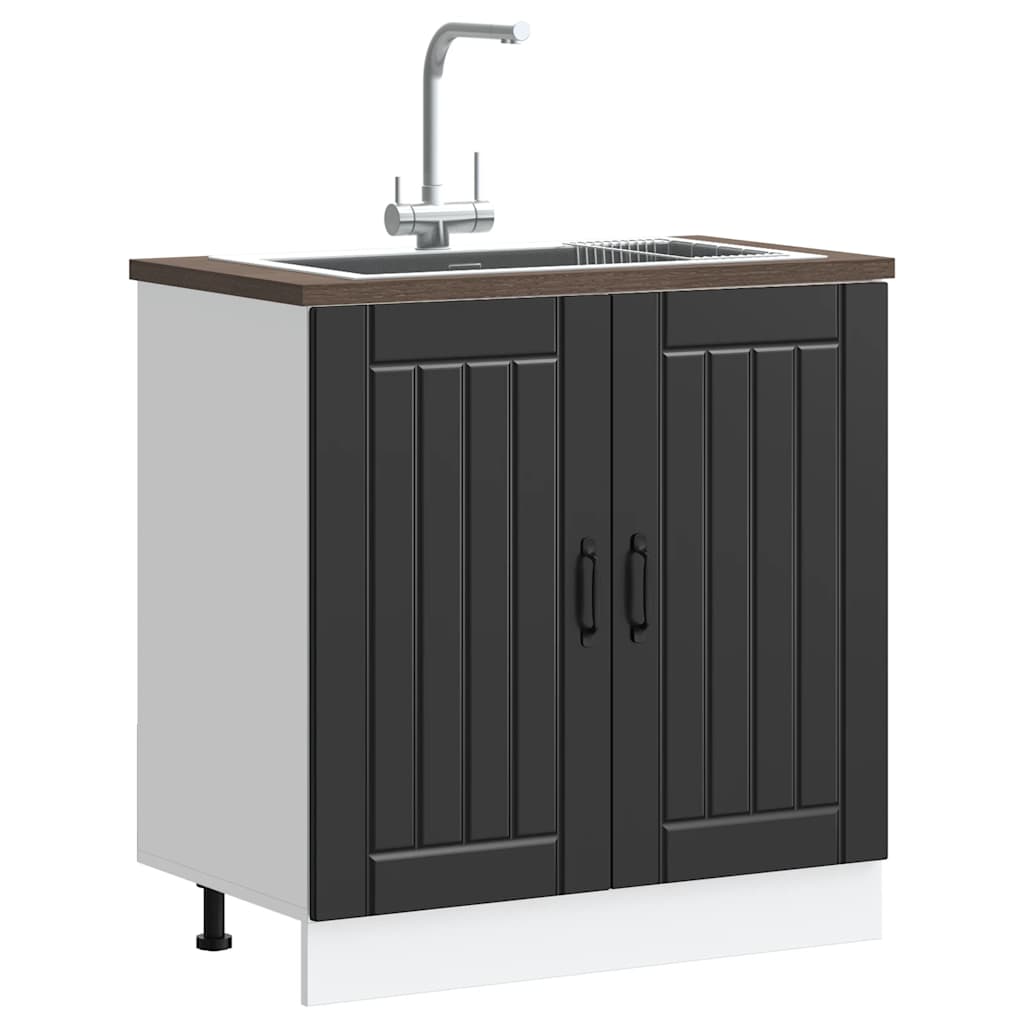 Sink Base Cabinet "Lucca" Black Engineered Wood