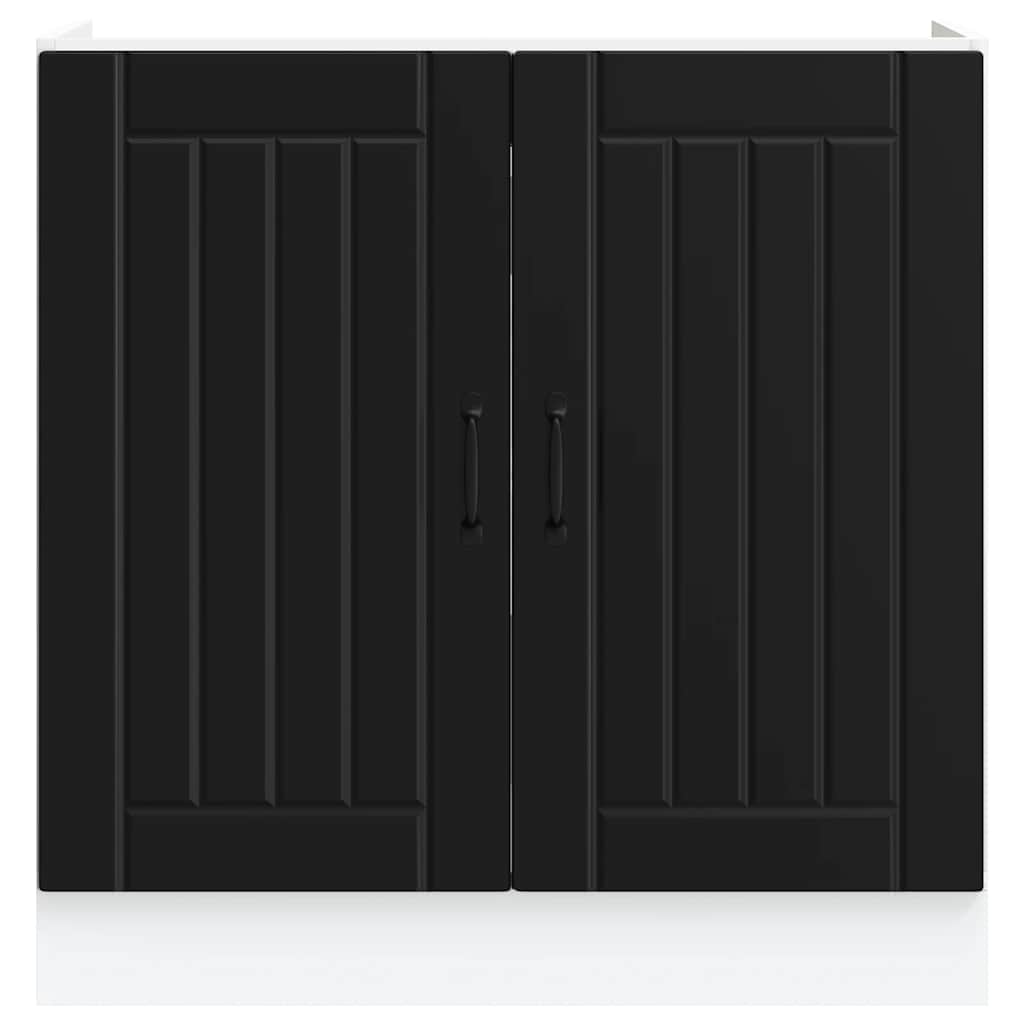 Sink Base Cabinet "Lucca" Black Engineered Wood