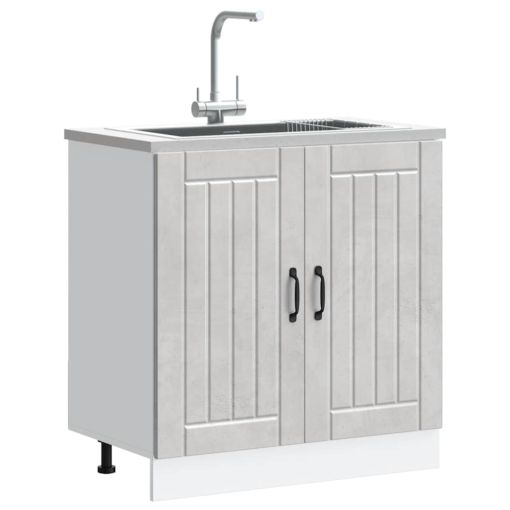 Sink Base Cabinet "Lucca" Concrete Grey Engineered Wood