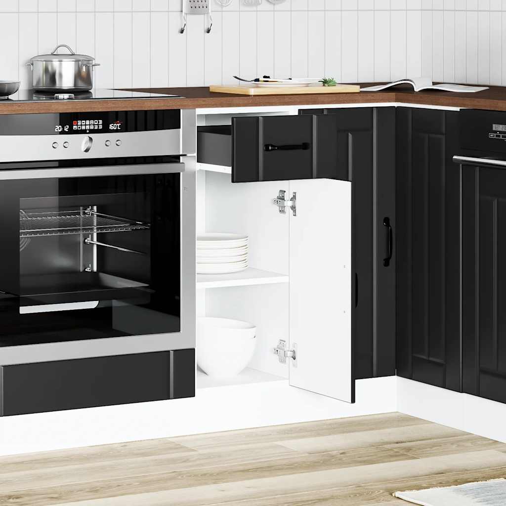 Kitchen Base Cabinet "Lucca" Black Engineered Wood