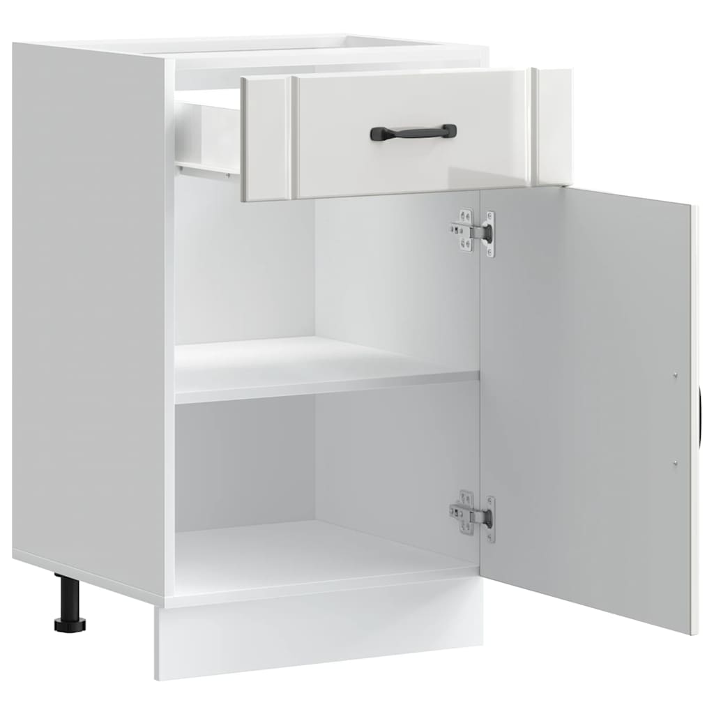 Kitchen Base Cabinet Lucca High Gloss White Engineered Wood
