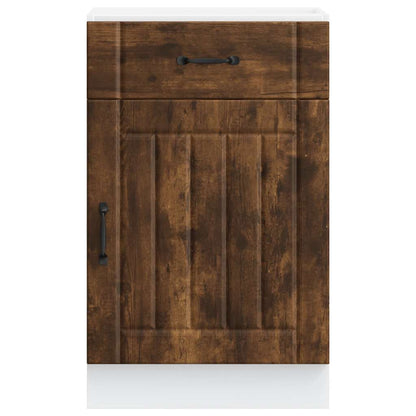 Kitchen Base Cabinet "Lucca" Smoked Oak Engineered Wood